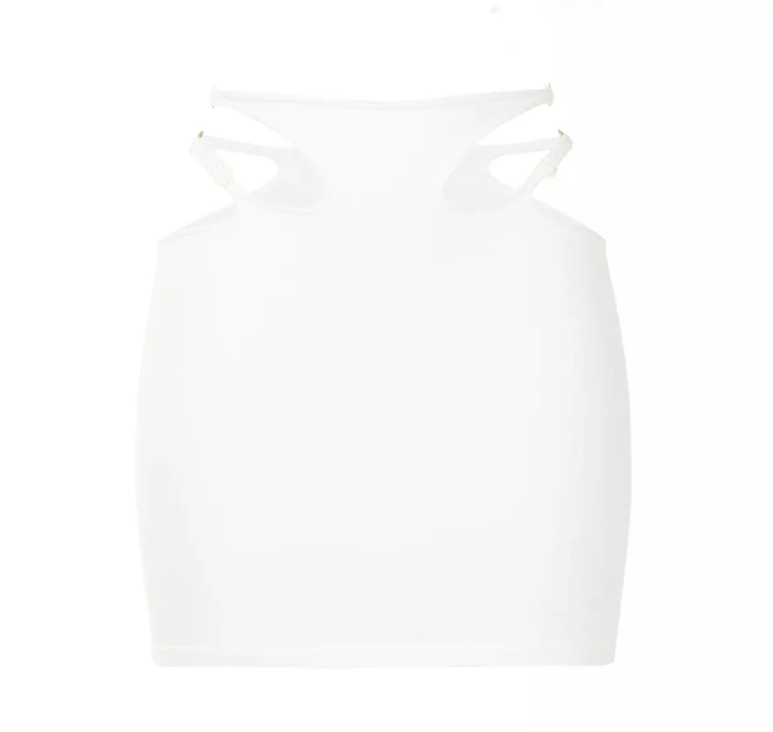 Olivia Cutout Mini White Skirt