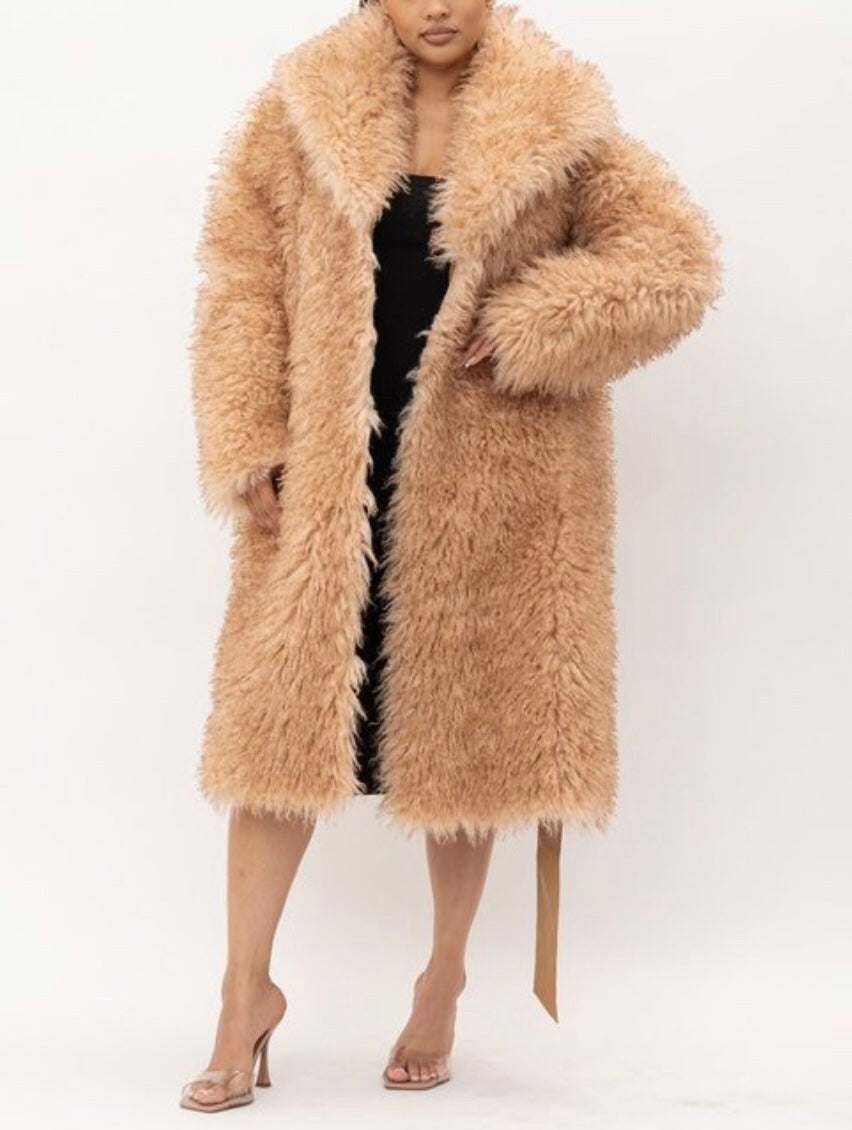 Faux Fur Reversible Taupe Coat