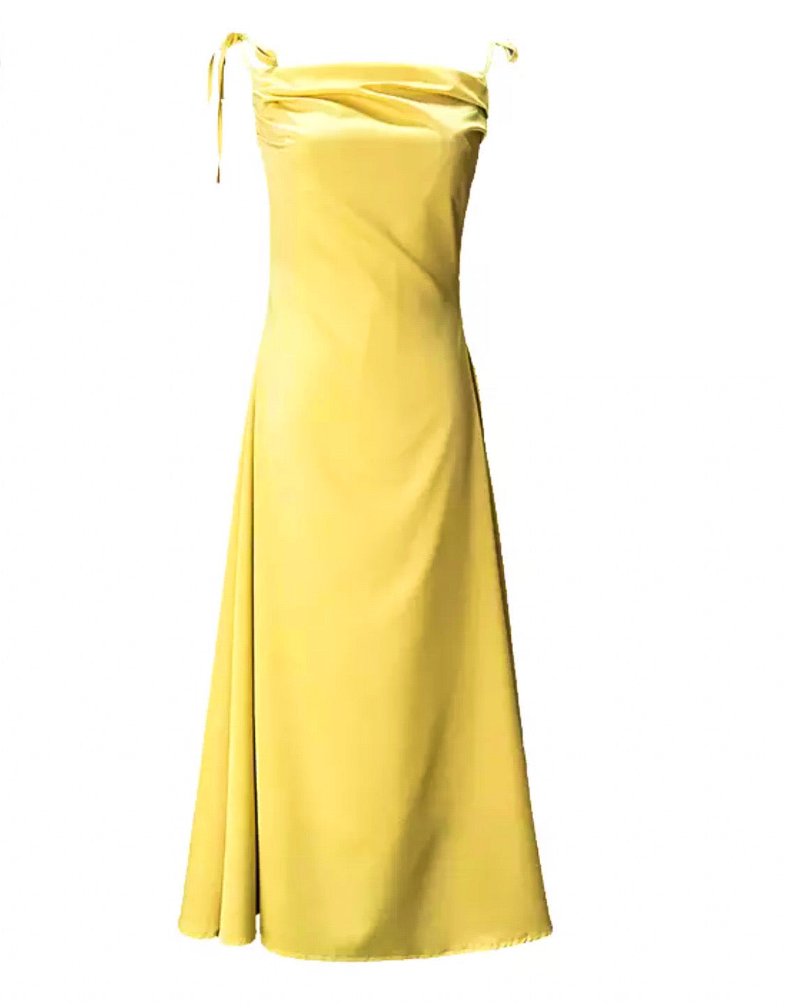 Miley Satin Strap Tie Yellow Dress