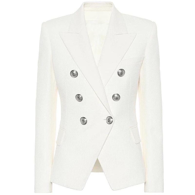 Silver Button Off White Blazer