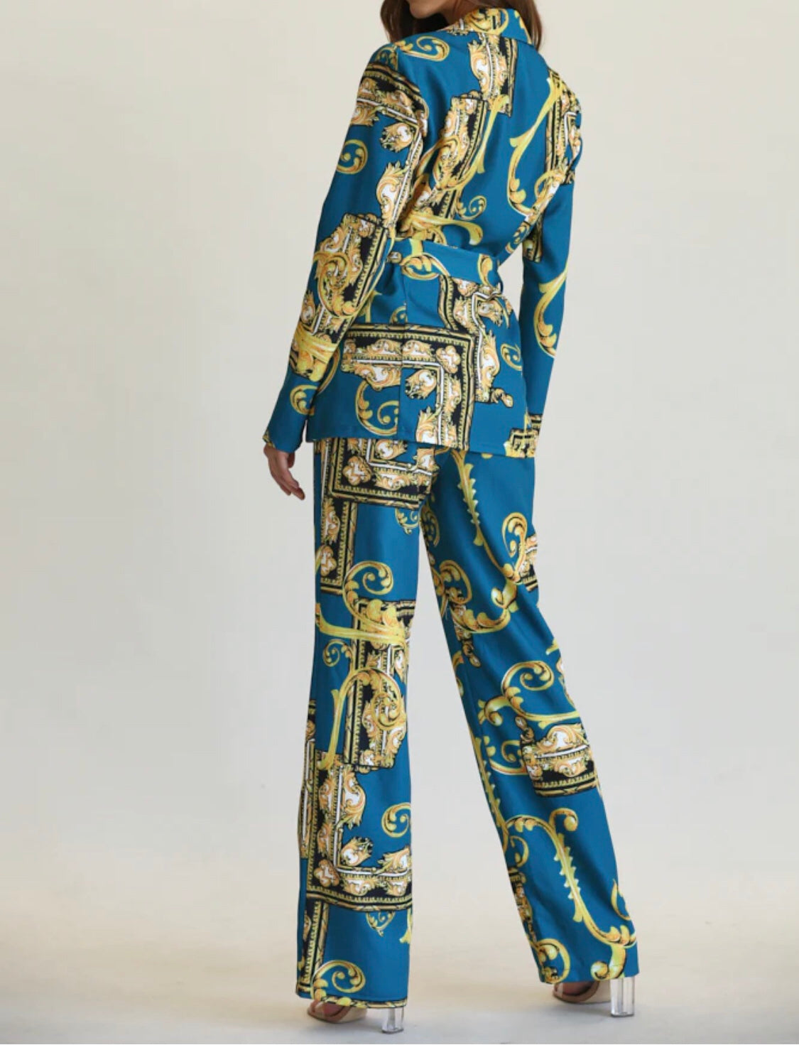 Baroque Print Blazer + Pant Set